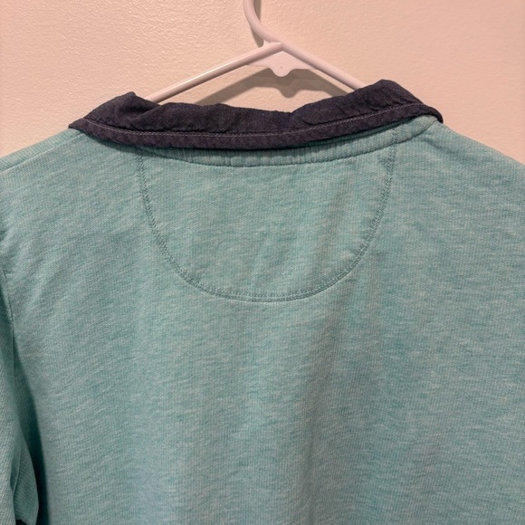 L.L. Bean Rugby Pullover Sweater Beach Glass Teal Aqua Henley Outdoor Preppy - Picture 9 of 12